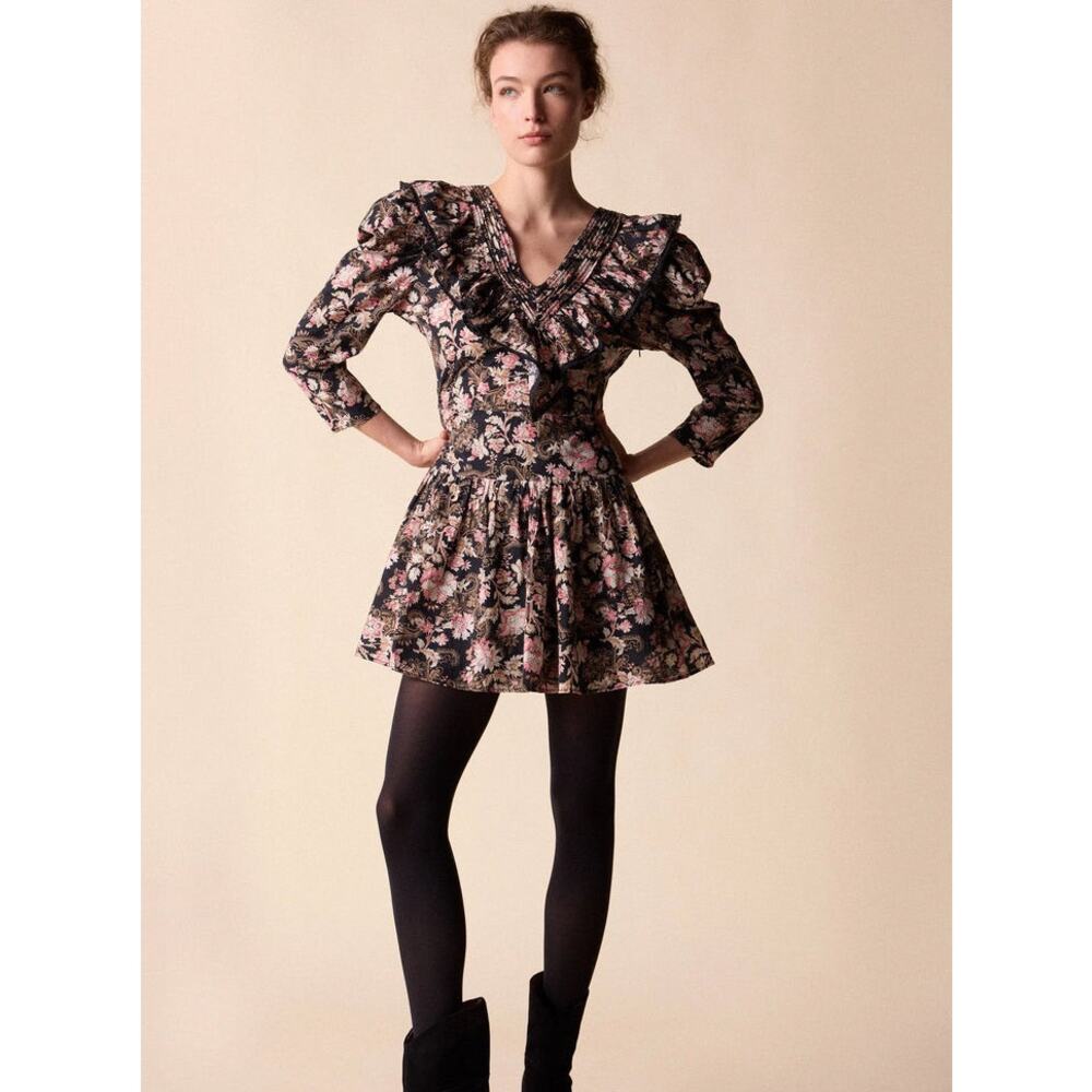 St. Roche Belladonna Floral Hatfield Mini Dress Size 2 $370 Organic Cotton - Picture 2 of 14